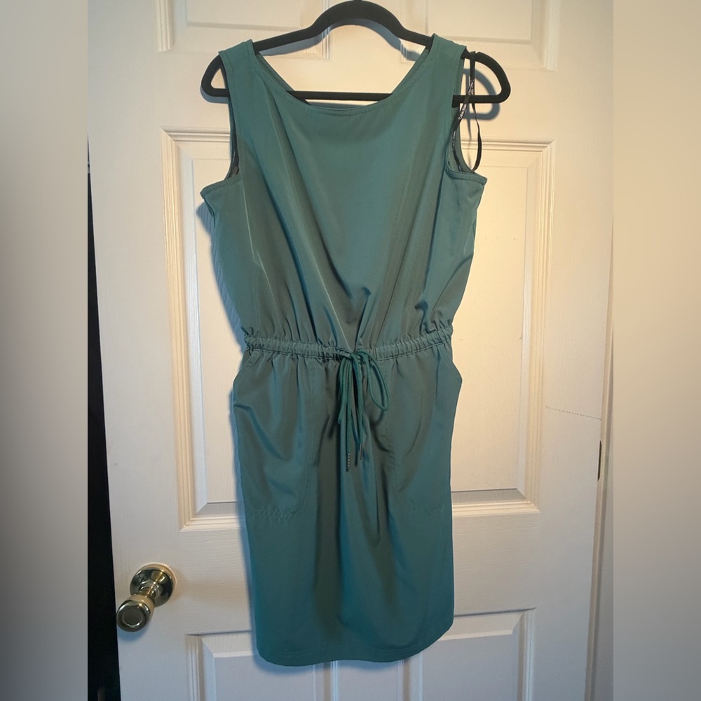 Calvin Klein Sleeveless Teal Drawstring Midi Dress
